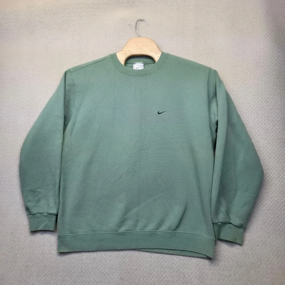 Vintage 90s Nike Center Swoosh Sweatshirt Mens Large Y2K Sage Green Crewneck Gym
